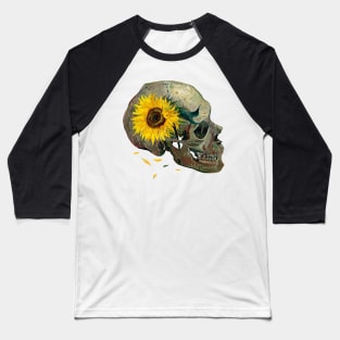 Van Gogh Skull with Sunflower Baseball T-Shirt